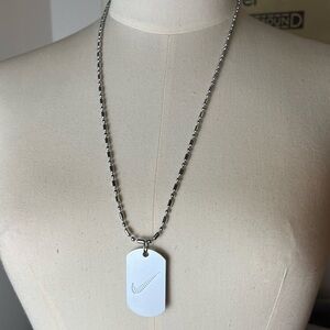 Nike Stainless Steel Swoosh Logo Dog Tag 2” Necklace Streetwear Hip Hop